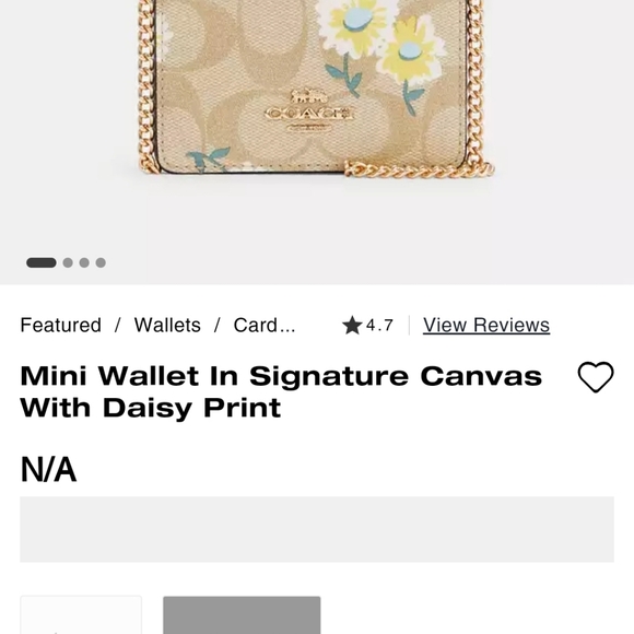 ✨️ COACH Mini Wallet on a chain In Signature Canvas With Daisy Print ✨️ - Picture 2 of 5